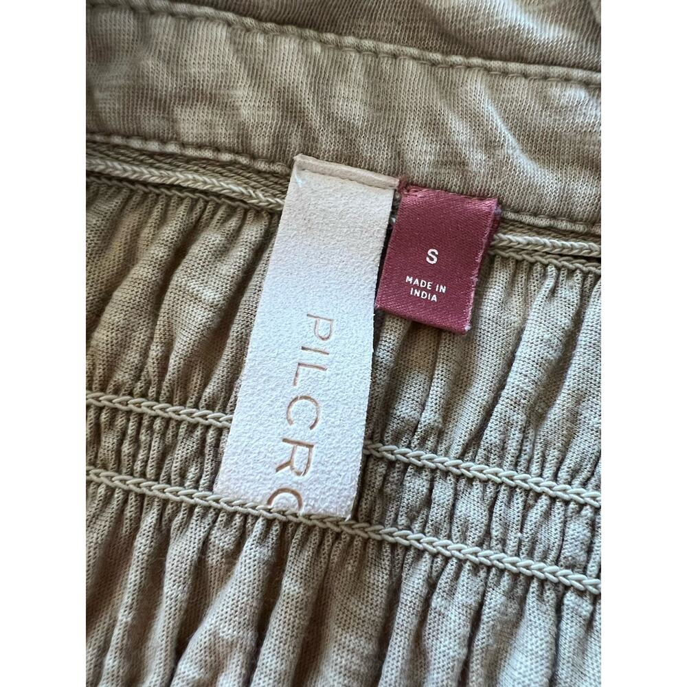 Anthropologie Pilcro Smocked Shacket Button Up Chest Pocket Olive Green Size S - Picture 11 of 16